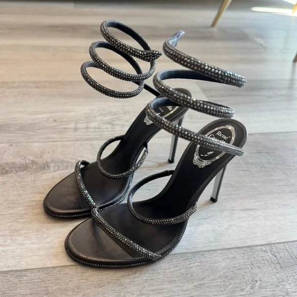 Rene Caovilla Cleo Black Sandal 105 - Picture 3 of 9